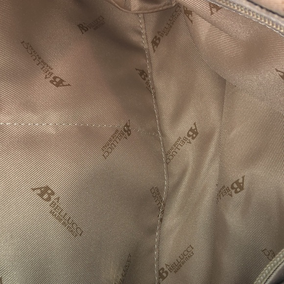 AB A BELLUCCI MADE IN I TALY LEATHER GRAY/TAN HANDBAG - Picture 7 of 10